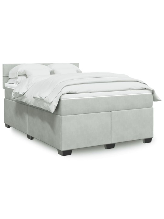 Box spring postel s matrací světle šedá 160x200 cm samet