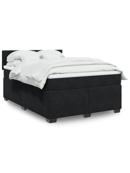 Box spring postel s matrací černá 160x200 cm samet