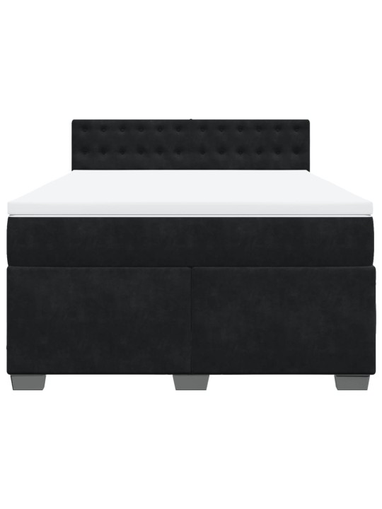 Box spring postel s matrací černá 160x200 cm samet