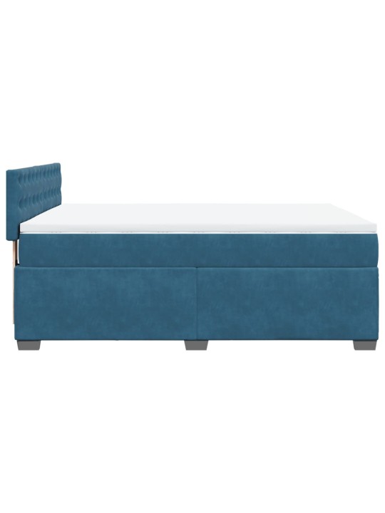 Box spring postel s matrací modrá 160 x 200 cm samet