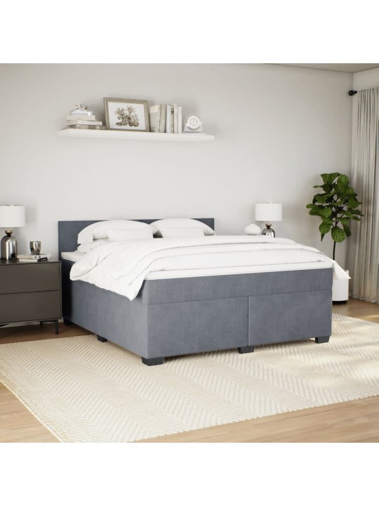 Box spring postel s matrací tmavě šedá 180x200 cm samet