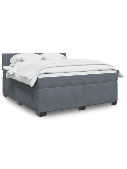 Box spring postel s matrací tmavě šedá 180x200 cm samet