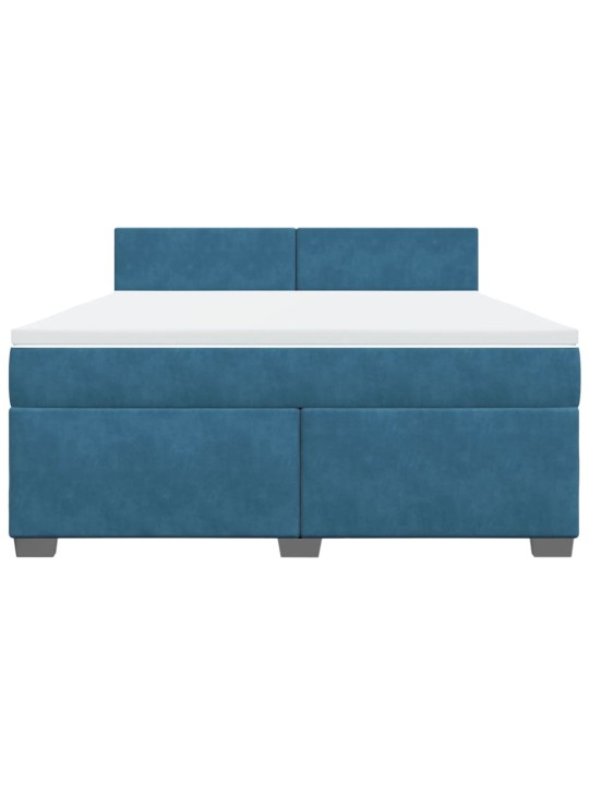 Box spring postel s matrací modrá 180 x 200 cm samet
