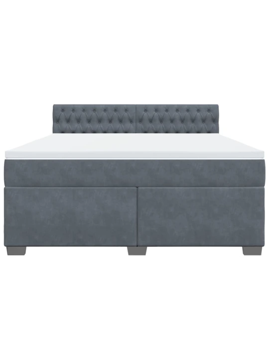 Box spring postel s matrací tmavě šedá 180x200 cm samet