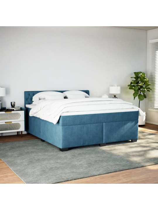 Box spring postel s matrací modrá 180 x 200 cm samet
