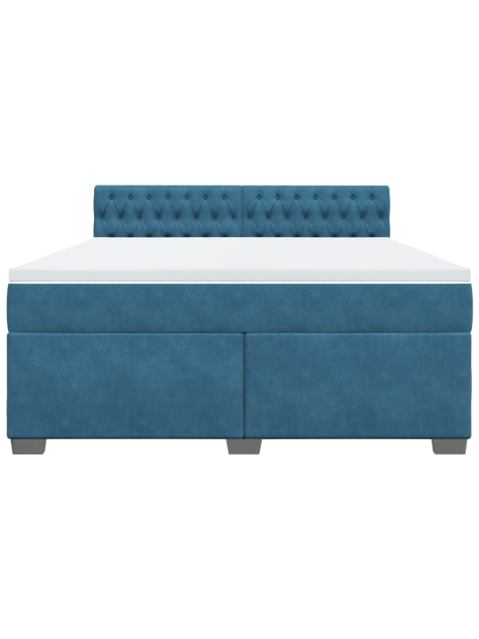 Box spring postel s matrací modrá 180 x 200 cm samet
