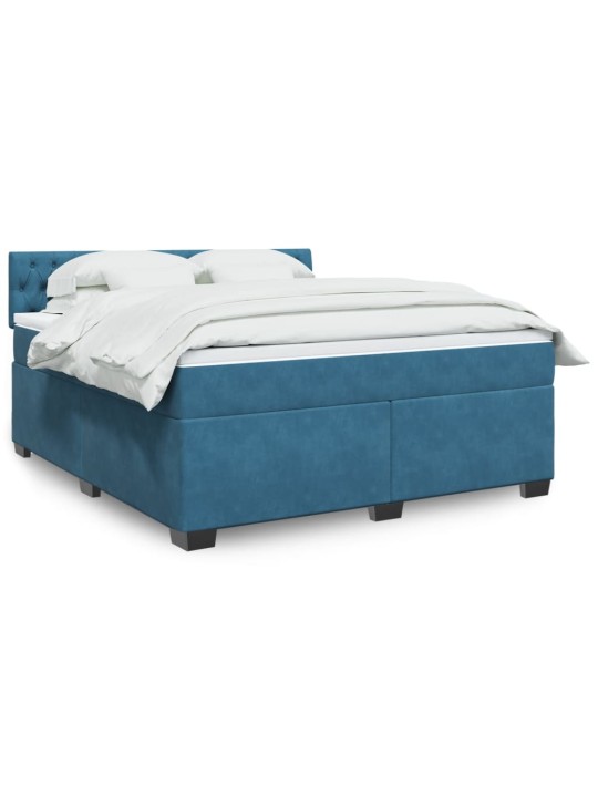 Box spring postel s matrací modrá 180 x 200 cm samet