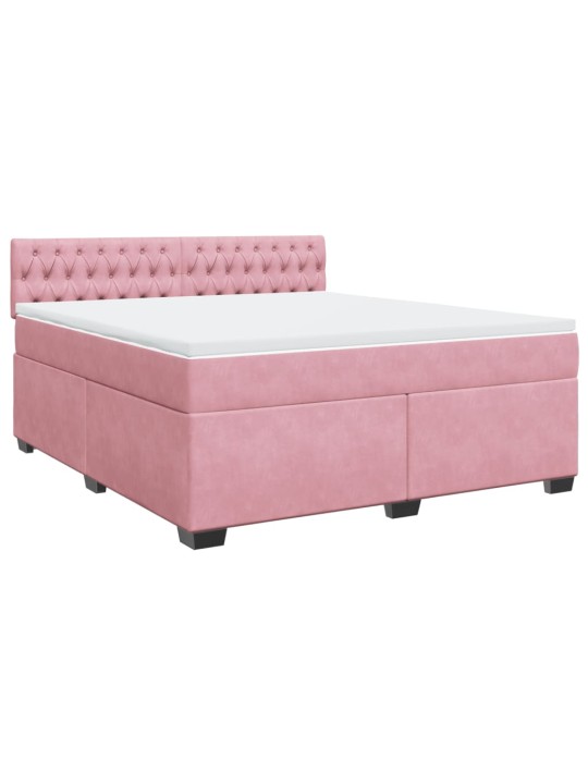 Box spring postel s matrací růžová 180x200 cm samet