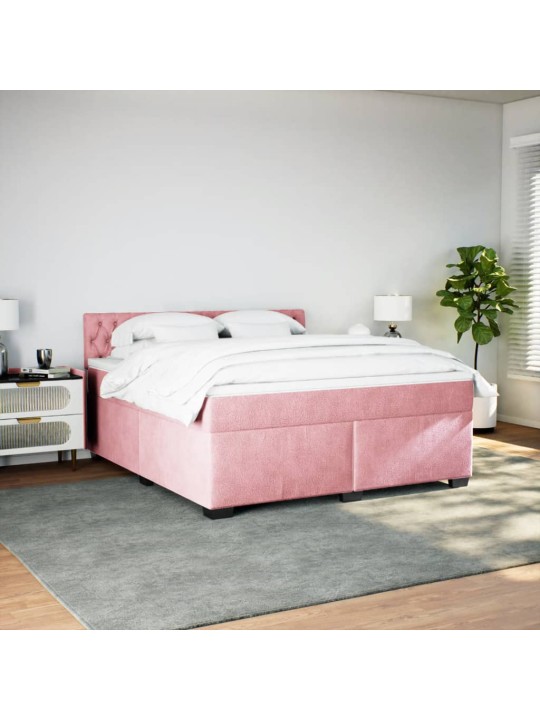 Box spring postel s matrací růžová 180x200 cm samet