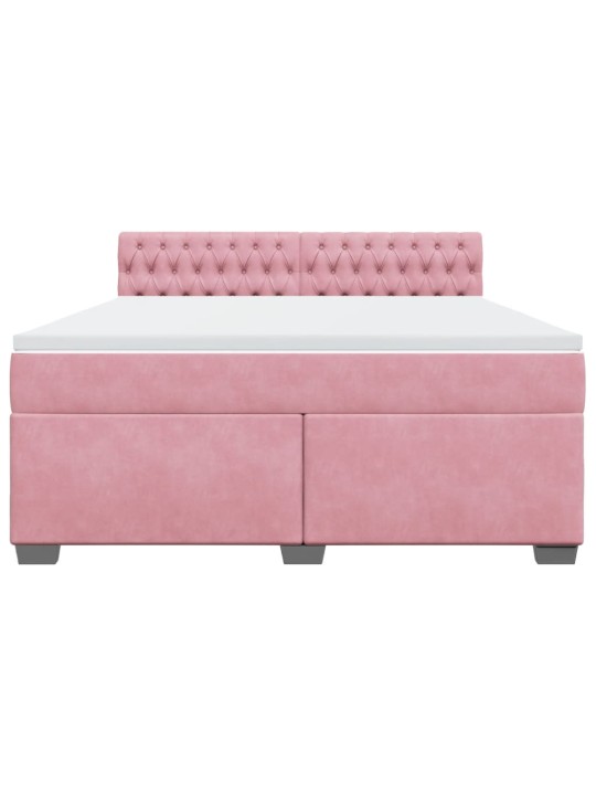 Box spring postel s matrací růžová 180x200 cm samet