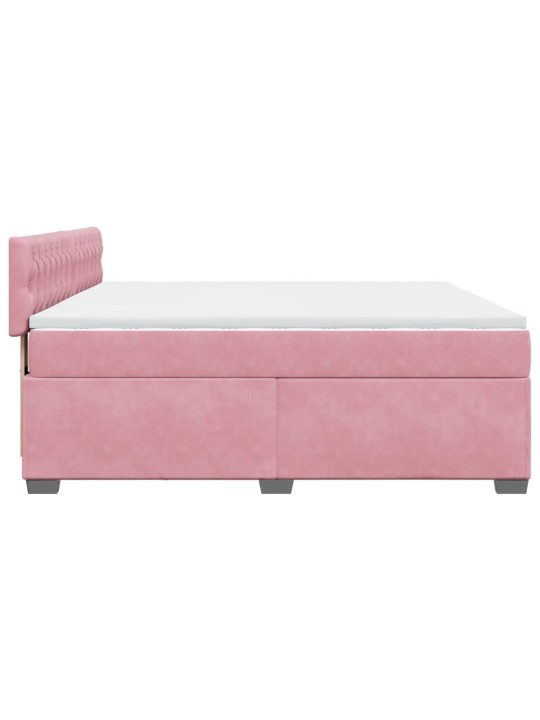 Box spring postel s matrací růžová 180x200 cm samet