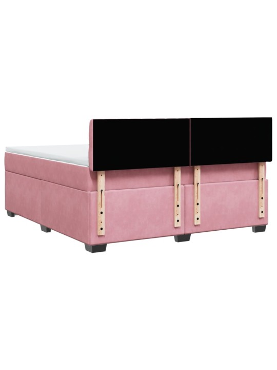 Box spring postel s matrací růžová 180x200 cm samet