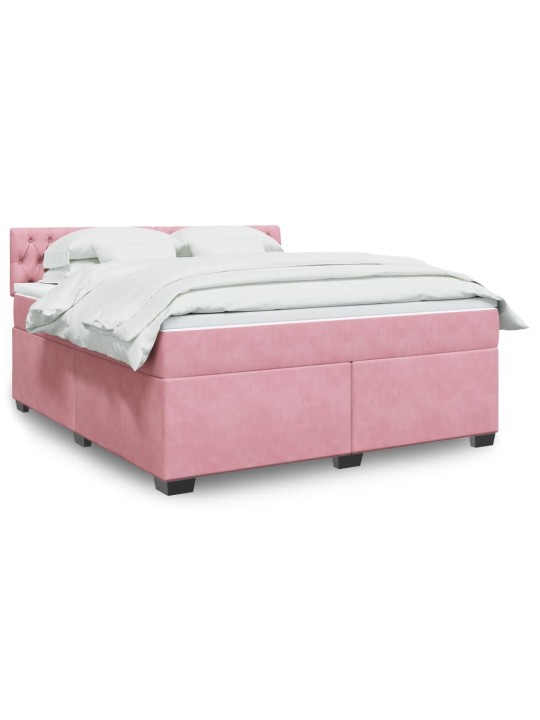 Box spring postel s matrací růžová 180x200 cm samet