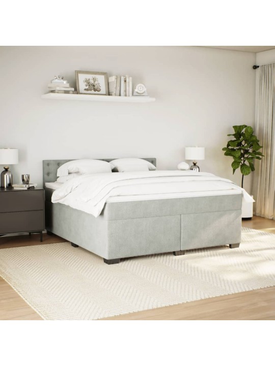 Box spring postel s matrací světle šedá 180x200 cm samet