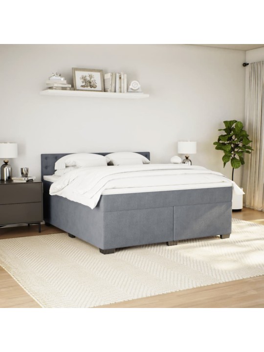 Box spring postel s matrací tmavě šedá 180x200 cm samet
