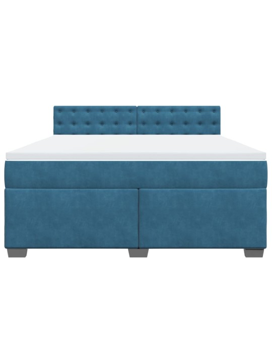 Box spring postel s matrací modrá 180 x 200 cm samet
