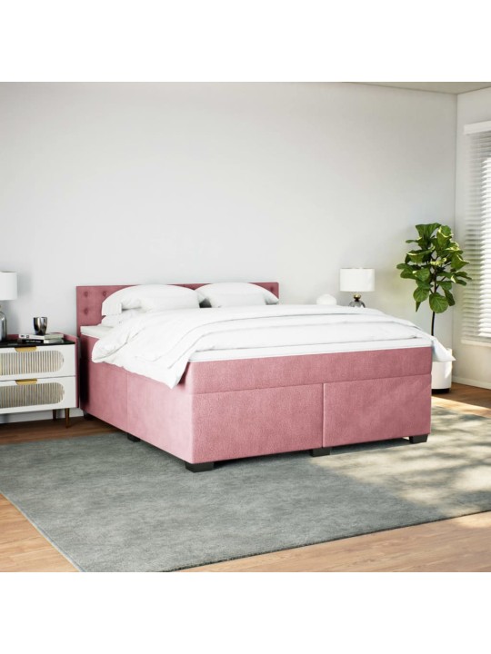 Box spring postel s matrací růžová 180x200 cm samet