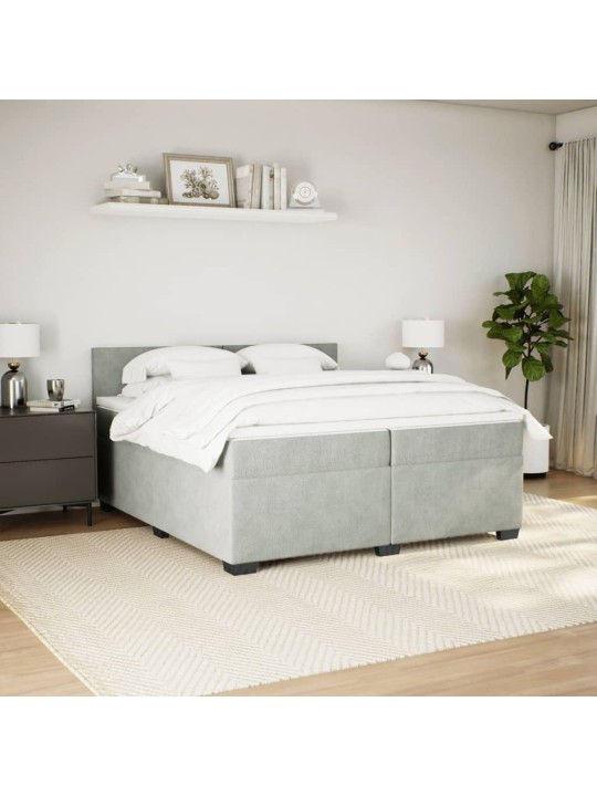 Box spring postel s matrací světle šedá 200x200 cm samet