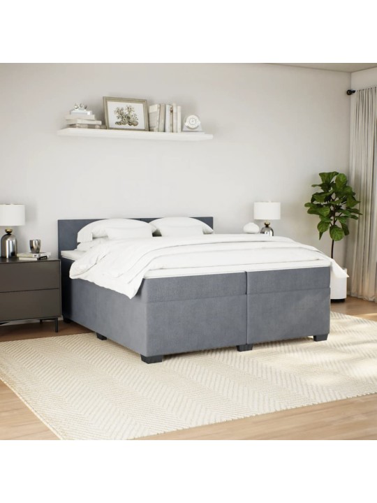 Box spring postel s matrací tmavě šedá 200x200 cm samet