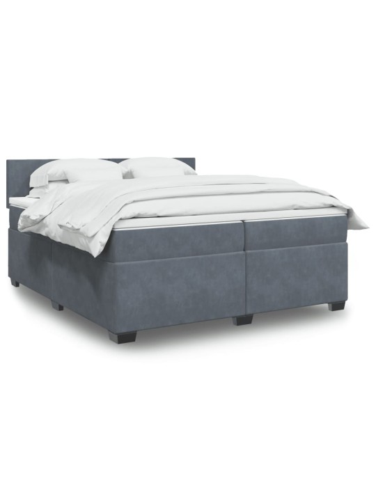 Box spring postel s matrací tmavě šedá 200x200 cm samet