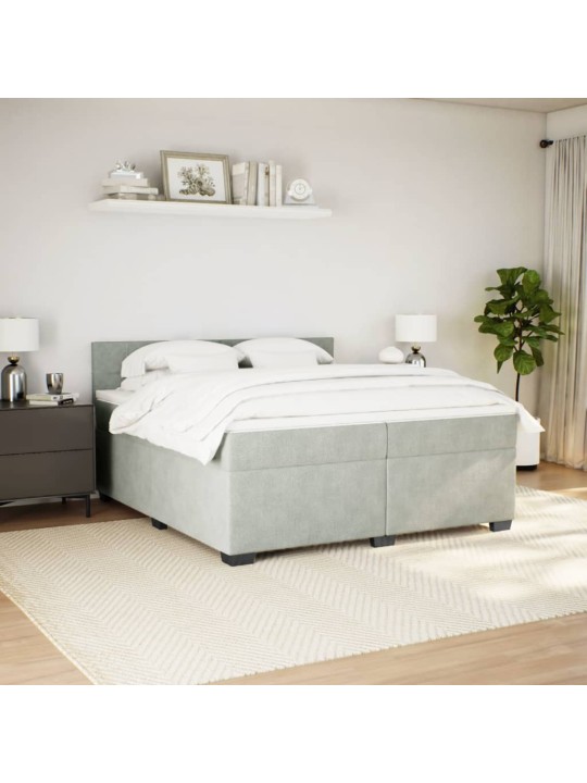 Box spring postel s matrací světle šedá 200x200 cm samet