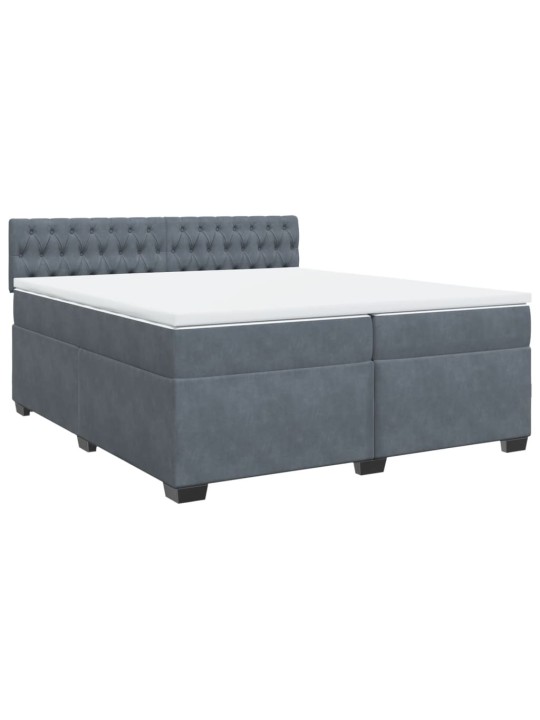 Box spring postel s matrací tmavě šedá 200x200 cm samet