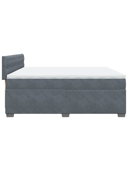 Box spring postel s matrací tmavě šedá 200x200 cm samet