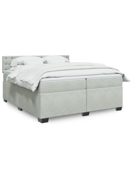 Box spring postel s matrací světle šedá 200x200 cm samet