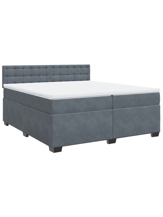 Box spring postel s matrací tmavě šedá 200x200 cm samet
