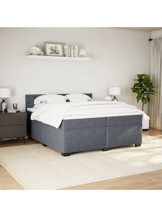 Box spring postel s matrací tmavě šedá 200x200 cm samet