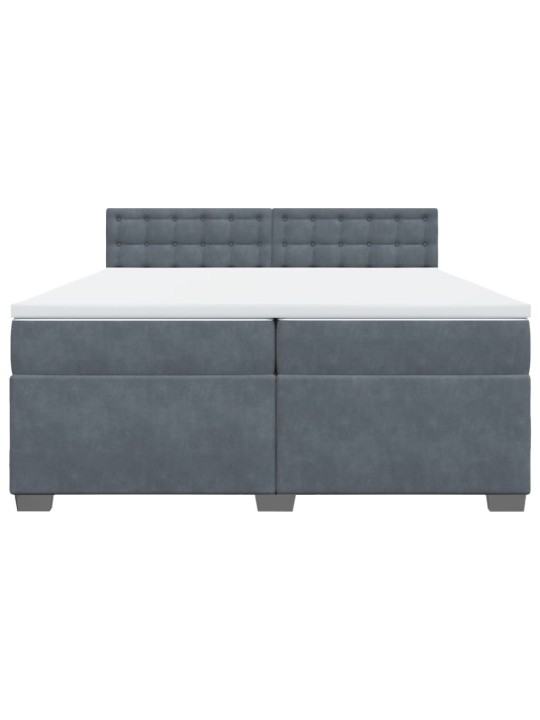 Box spring postel s matrací tmavě šedá 200x200 cm samet