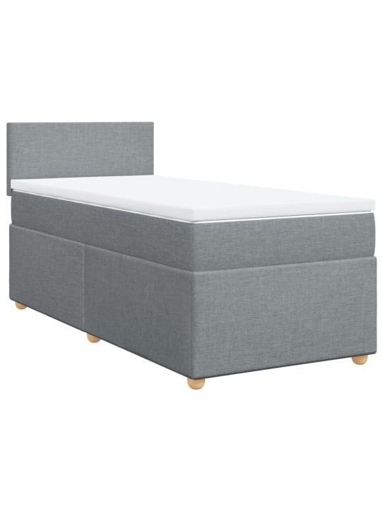 Box spring postel s matrací světle šedá 80 x 200 cm textil