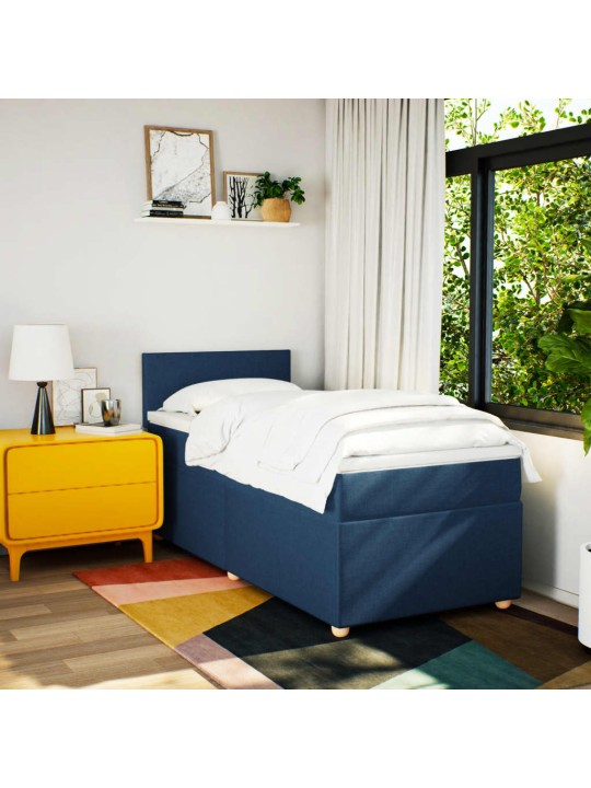 Box spring postel s matrací modrá 80x200 cm textil