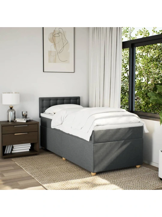 Box spring postel s matrací tmavě šedá 80 x 200 cm textil