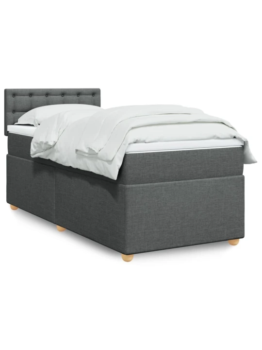 Box spring postel s matrací tmavě šedá 80 x 200 cm textil