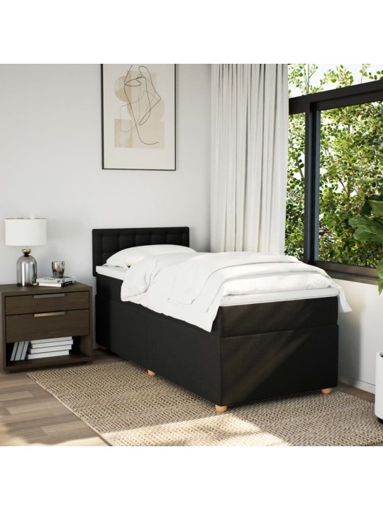 Box spring postel s matrací černá 80 x 200 cm textil