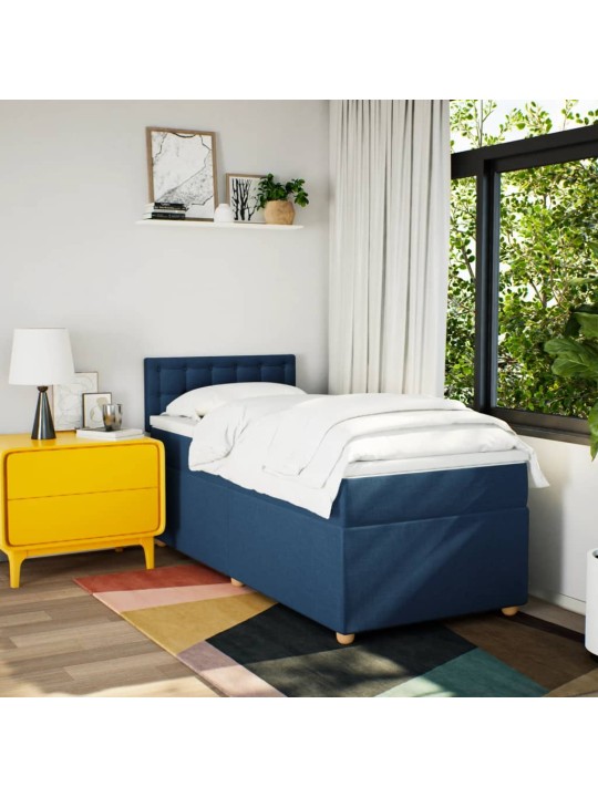 Box spring postel s matrací modrá 80x200 cm textil