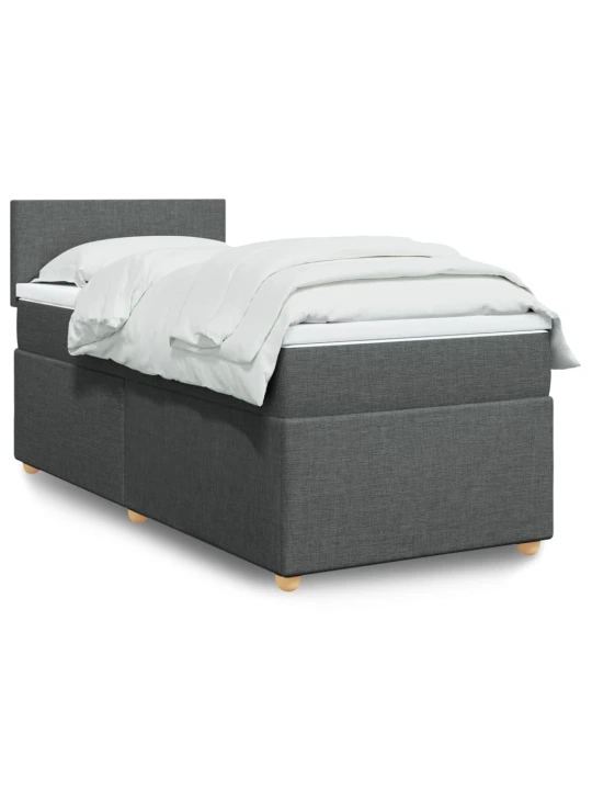 Box spring postel s matrací tmavě šedá 90x190 cm textil