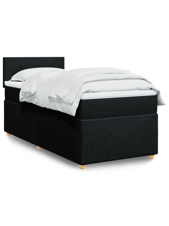 Box spring postel s matrací černá 90x190 cm textil