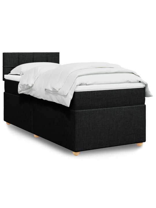 Box spring postel s matrací černá 90x190 cm textil