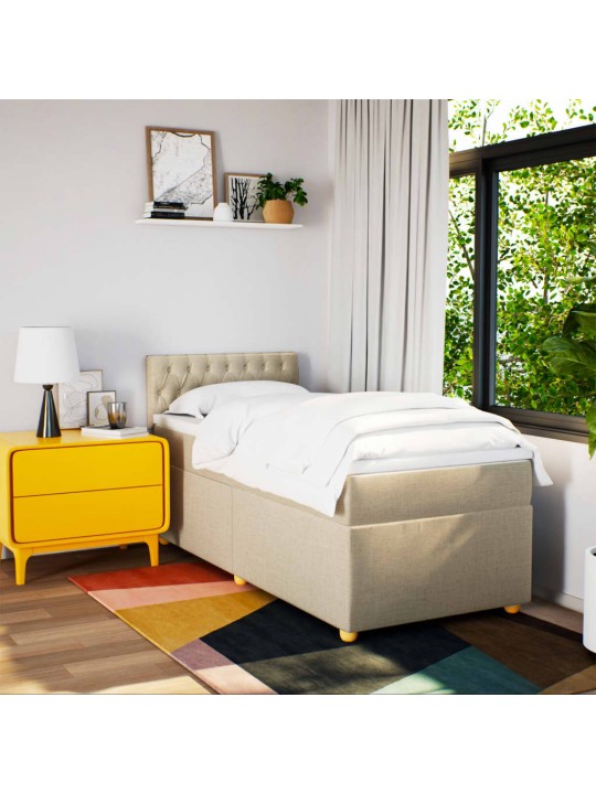 Box spring postel s matrací krémová 90x190 cm textil