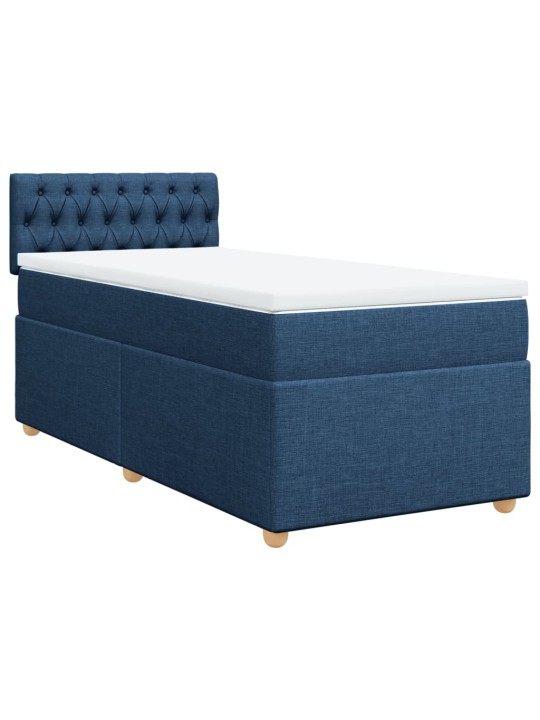 Box spring postel s matrací modrá 90x190 cm textil