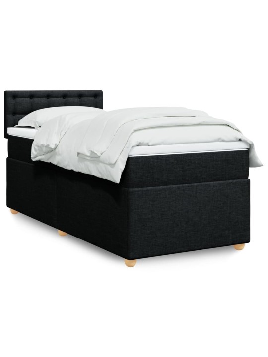 Box spring postel s matrací černá 90x190 cm textil
