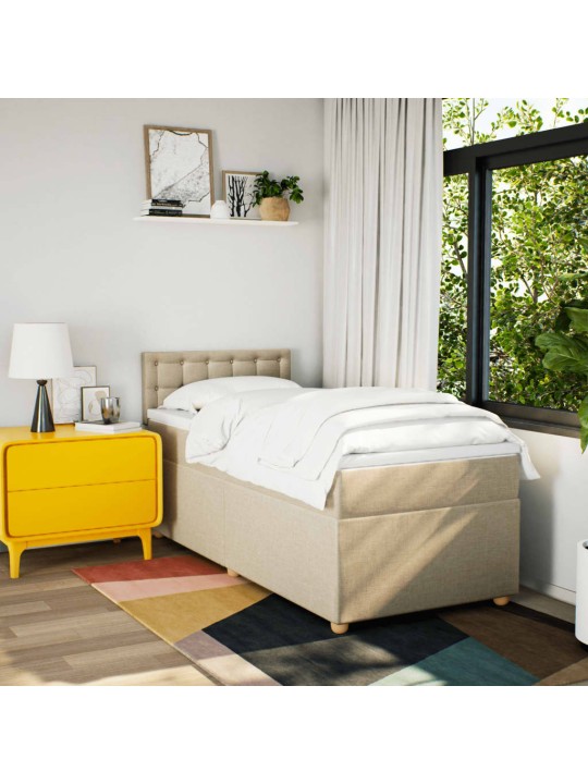 Box spring postel s matrací krémová 90x190 cm textil