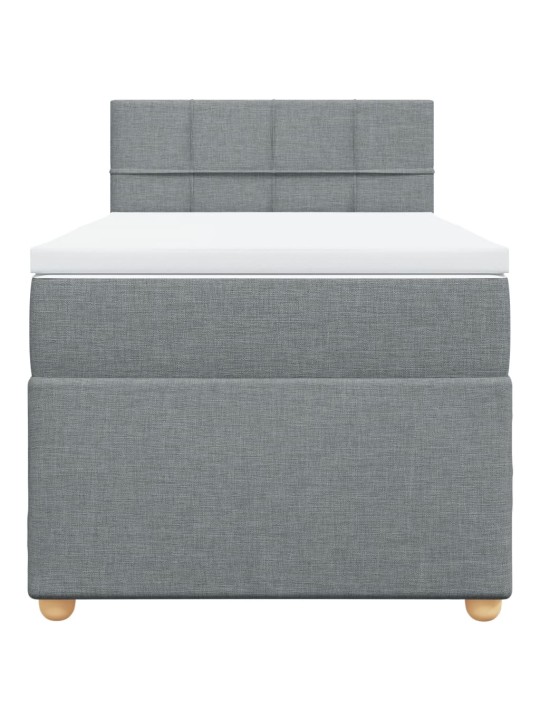 Box spring postel s matrací světle šedá 90x200 cm textil