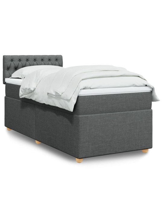 Box spring postel s matrací tmavě šedá 90x200 cm textil