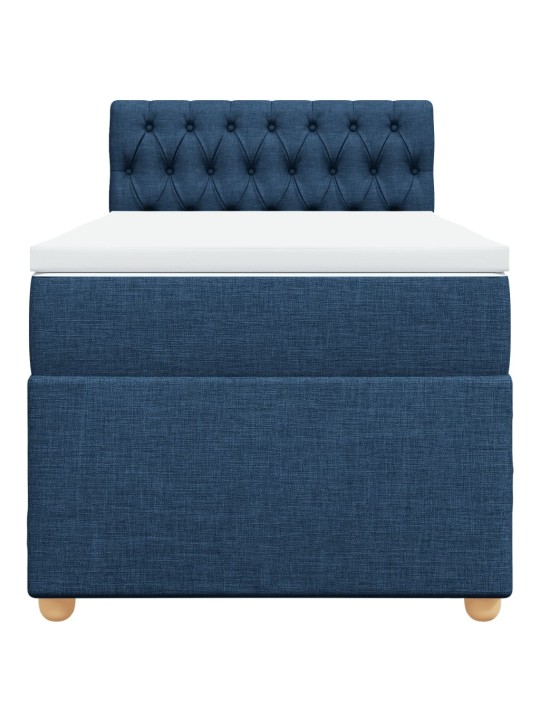 Box spring postel s matrací modrá 90x200 cm textil