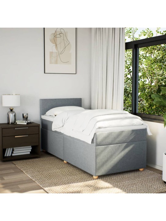 Box spring postel s matrací světle šedý 100 x 200 cm textil