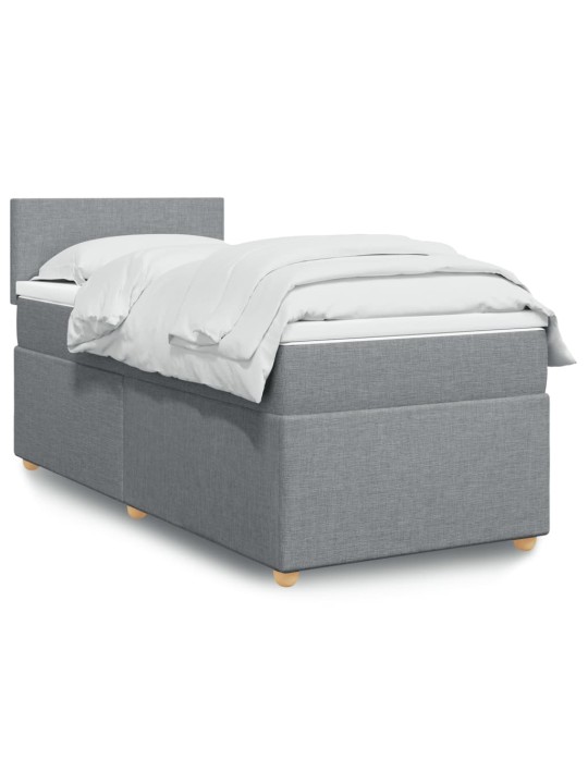Box spring postel s matrací světle šedý 100 x 200 cm textil