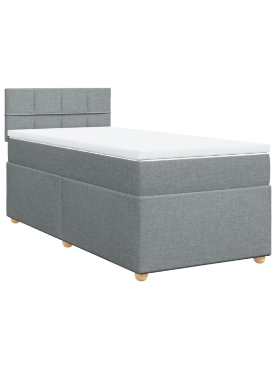 Box spring postel s matrací světle šedý 100 x 200 cm textil